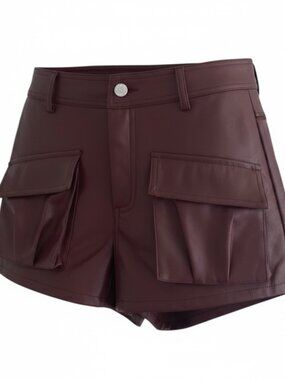 Emory Park Burgundy Cargo faux leather Skort XS